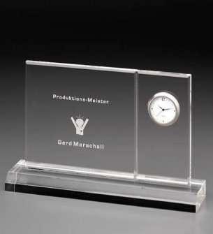 Acrylaat Award met klok (liggend)