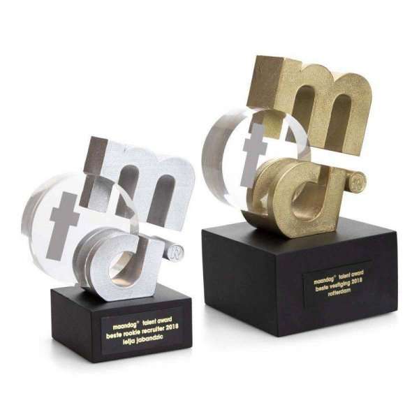 De Maandag Talent Award goud zilver op maat gemaakt 3D geprint